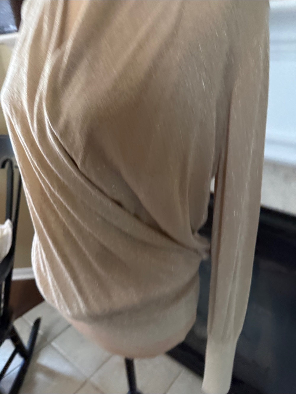 NWT jcpenney Gold Lurex Surplice Top Shimmery Large Lightweight Sheer Sweater - Picture 3 of 8